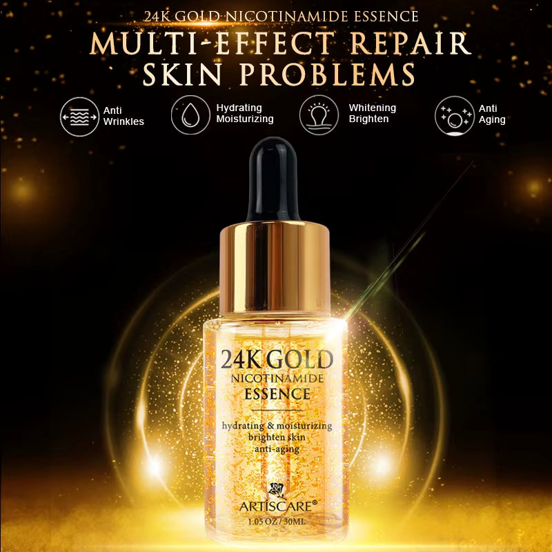 24K Gold Skin Care 3Pcs/Set for Moisturizing Dark Circles Serum Face Essence Nourishing Skin Care Products